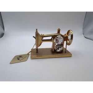 KG & C Crystal Temptations 24K Gold Plated Crystal Studded Sewing Machine Decor